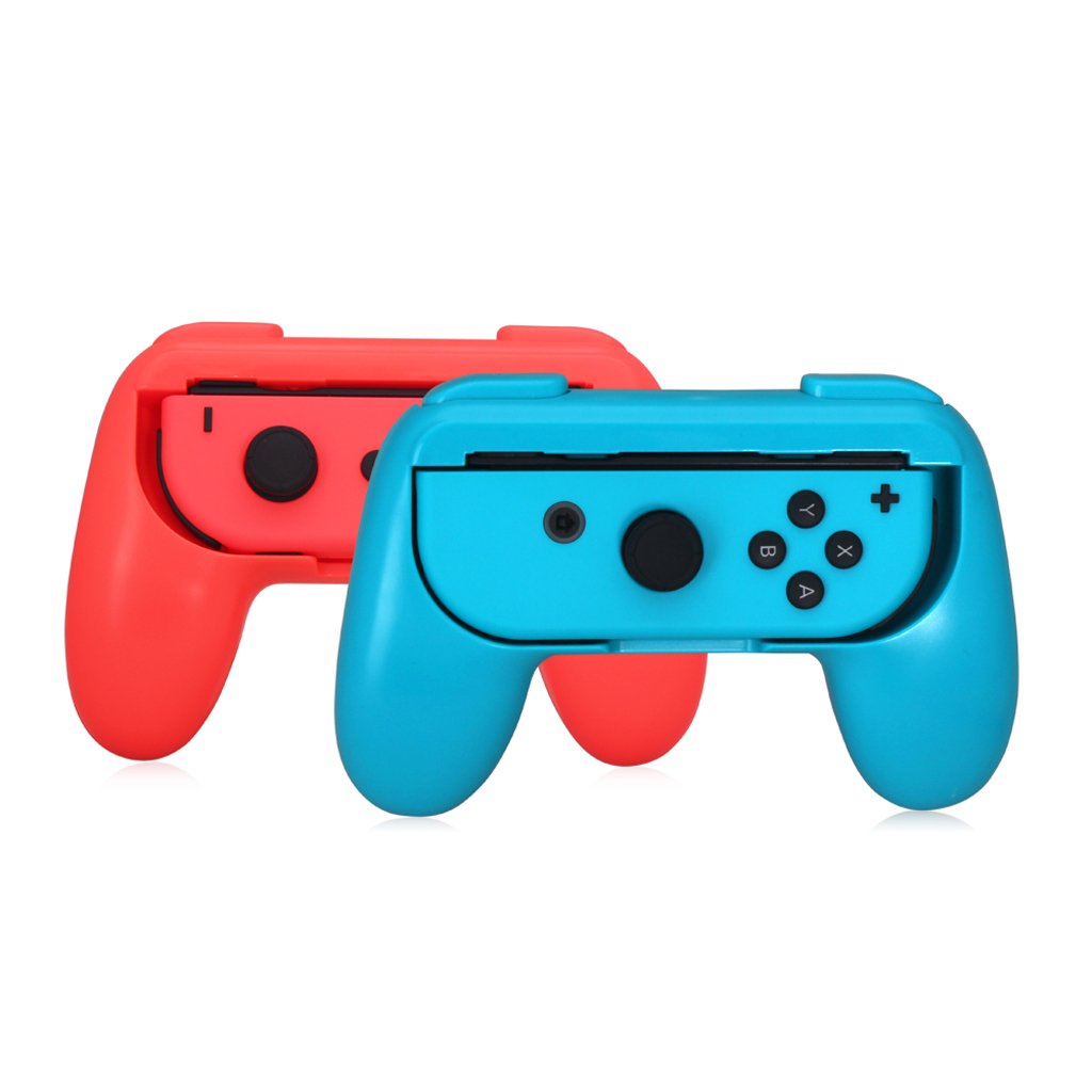 Yuuups Grips for Nintendo Switch N-Switc Wear-Resistant Handle Kit for Switch Joy Cons Controller, 2 Pack (Blue + Red)