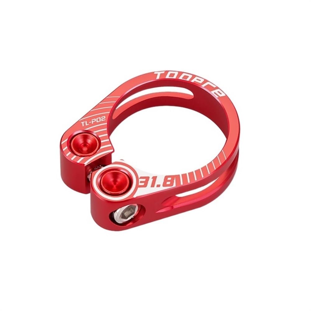 Bike Seat Clamp 31.8/34.9mm Aluminium Alloy Bike Seat Clamp Hollow Locking Mountain MTB BMX Road Bicycle Seatpost(31.8mm-red)