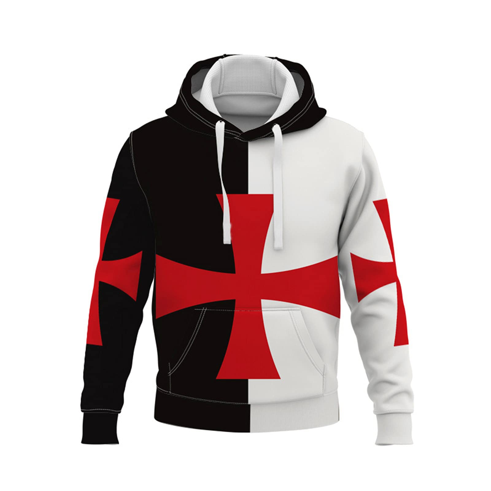 Men's Knights Templar Hoodie Vintage Medieval Armour Printed Crusader Hoodie Sweatshirt