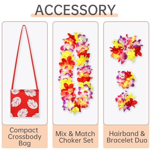 Disfraz hawaiano para niñas 3-8 años con lei floral miniatura 5