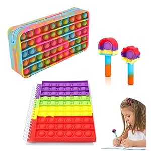 BKPAPTXY Notebook Potlood Box Pop Fidget Sensory Toy Pack Eenvoudige Poppet Popper Figetget Speelgoed Set Angst Stress…