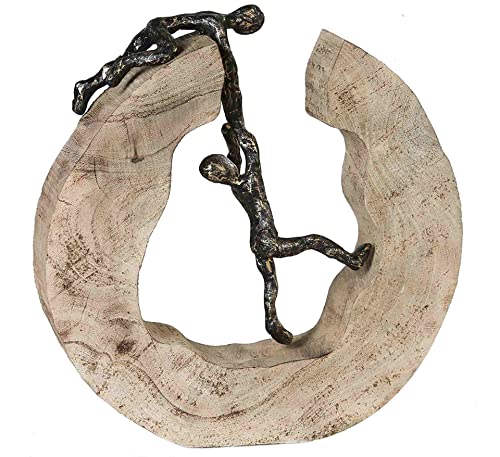 Casablanca - Figura Decorativa de Escultura Teamwork – de Madera de Aluminio – Color: marrón Bronce – Altura 30 cm