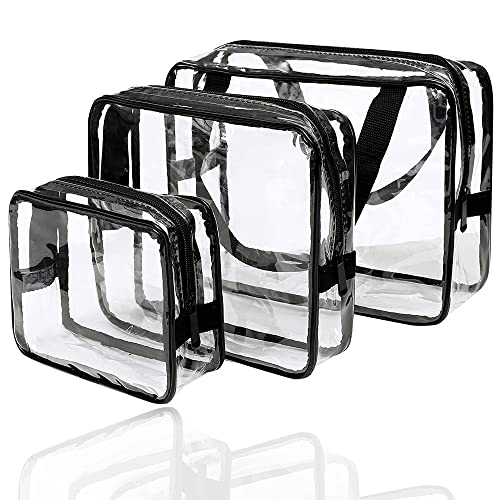 PVC Kosmetiktasche Wasserdicht, 3 Stück Wasserdicht Reise Kulturtasche, Make-up Tasche, Transparent Tragbare Kosmetiktasche, mit Reißverschlussgriff für Herren Damen Business Badezimmer Urlaub Cover