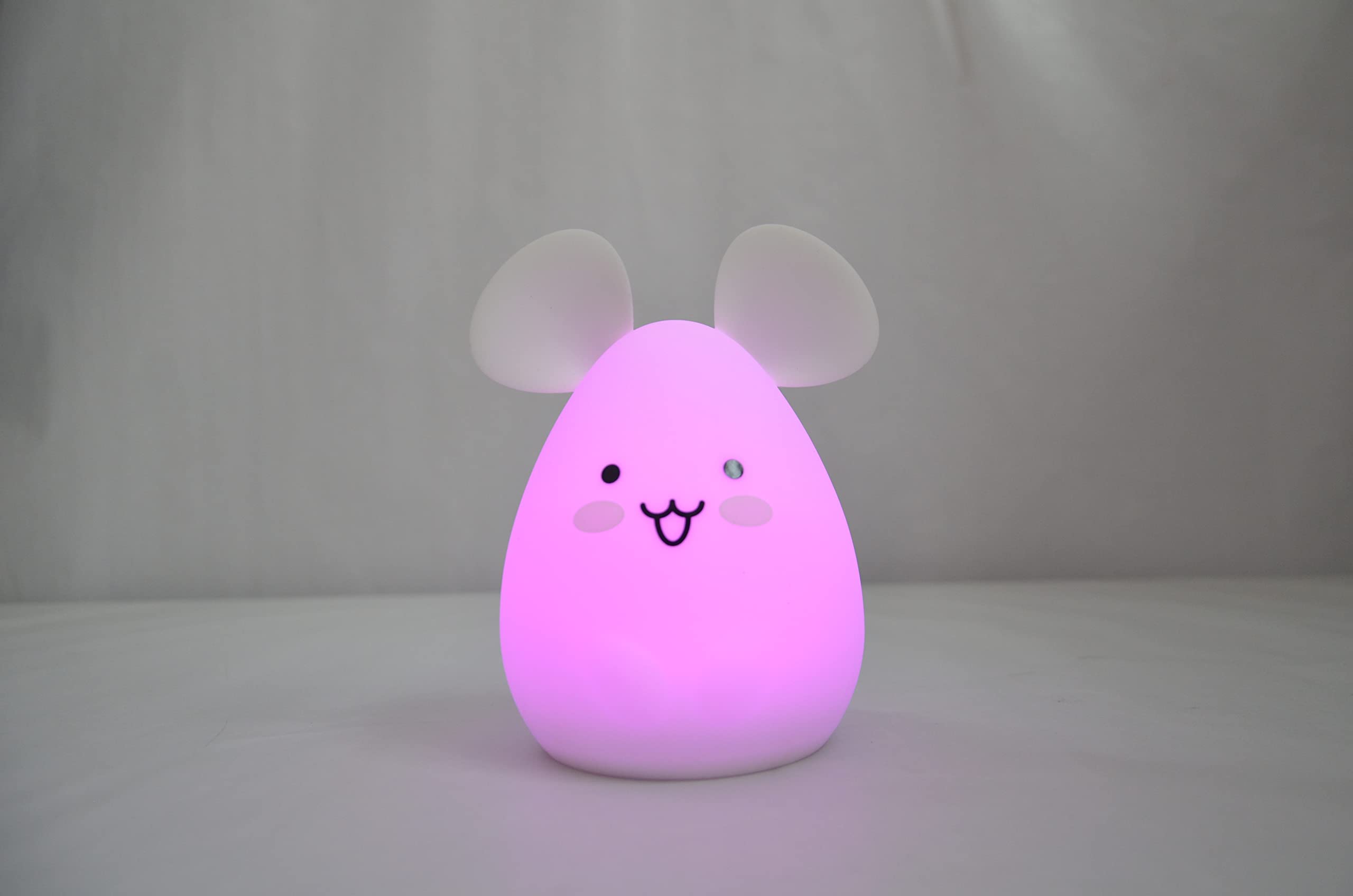 InnoGIO - Nachtlicht aus Silikon Maus - Baby - Kind - Warmes und weiches Licht - 15 Stunden Betriebszeit - Weiches Material