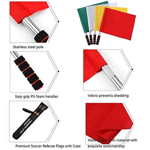 4 Pcs Referee Football Soccer Flag Stainless Steel Command Hand Flag Signal Flags Athletic Competition Flag Track And Field Sports Training Flag With Baseball Hat And Referee Whistle #TOP3