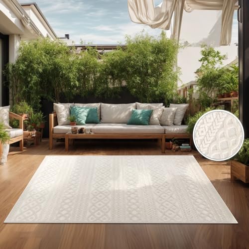 TT Home Alfombra De Interior Y Exterior Resistente A La Intemperie Balcón Dormitorio, Color:Crema 4, Tamaño:200x290 cm