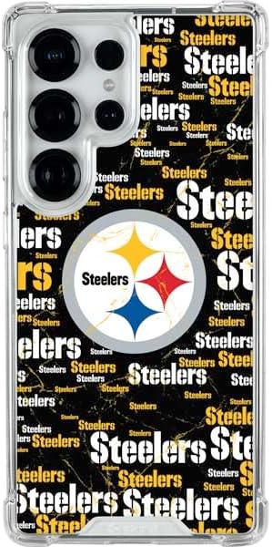 Skinit Clear Phone Case Compatible with Galaxy S25 Ultra - Officially Licensed NFL Pittsburgh Steelers Black Blast Design