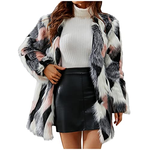 EMATOP Damen Warme Jacke Kunstpelz Pelzmantel Lange Winter Mantel Faux Fur...