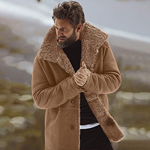Ymosrh Mens Leather Jacket Winter Sheepskin Jacket Warm Wool Lined Mountain Faux Lamb Jackets Coat Flannel Jacket2