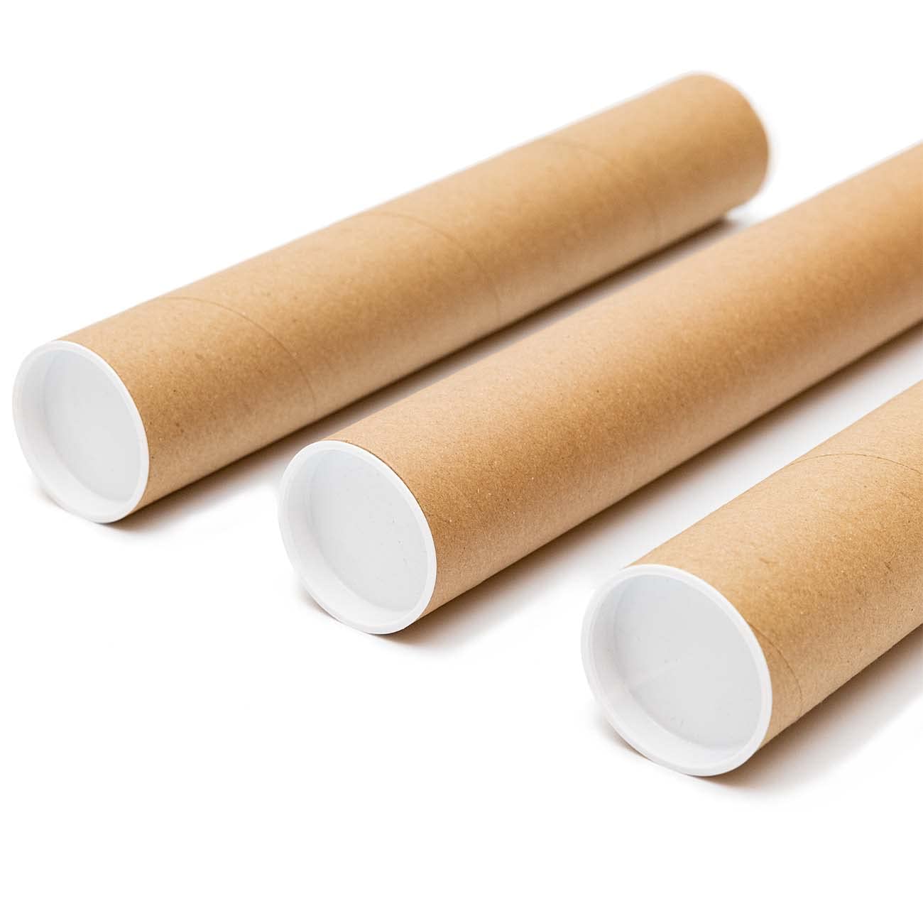 Tubos postales A3 de 330 mm x 45 mm para envío de pósteres, obras de arte, pinturas, documentos, planos, sobres de cartón resistente + tapas finales (100)