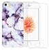 SE Case, Iphone 5s / 5 Case, A-Focus Marble Design Cute Creative Soft Gel TPU Case + Tempered Glass Screen Protector for Iphone SE / Iphone 5s / Iphone 5 (Purple)