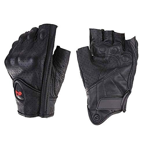 Gants de moto mitaines en cuir AKT pour homme et femme
