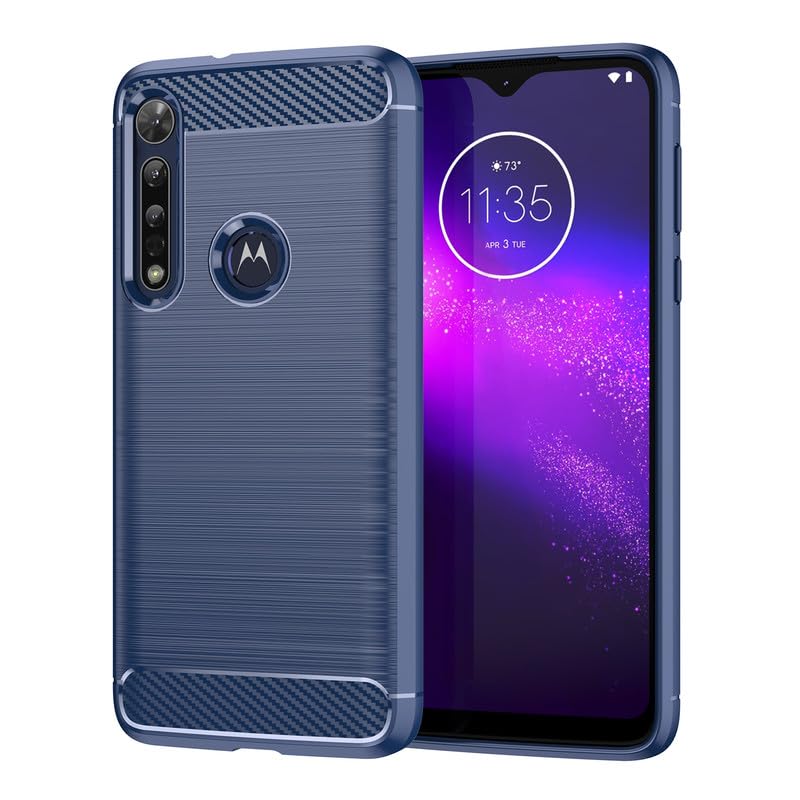 Image of Hybrid Carbon Fiber Back Case for Moto One Macro (Blue)