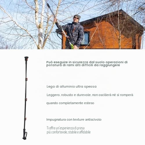 Goshyda Asta di Prolunga per Cesoie Potatura a Batteria, Asta Telescopica Leggera in Lega di Alluminio per Potatura di Rami Alti, Asta Telescopica per Tagliarami Alti a Motosega