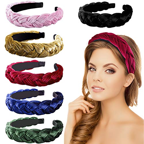 Duufin 6 Pcs Braided Headbands Velvet braid headband Vintage Twisted Knotted Headbands for Women and Girls