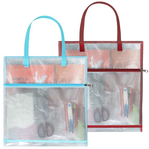 Image of 2 Pcs Sewing Project Bag,Portable Project Bags,Sew Quilting Bag,Storage Bag for Art and Wearable Craft,Craft Project Organizer Tote with Zipper and Double Pockets