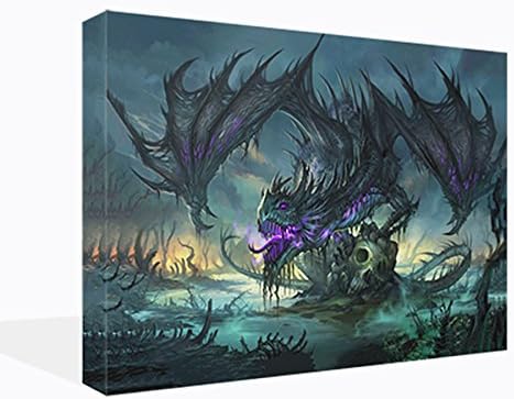 Fantasy Canvas Wall Art Print Of A Fantasy Purple Dragon 30” x 20” Picture Ready To Hang