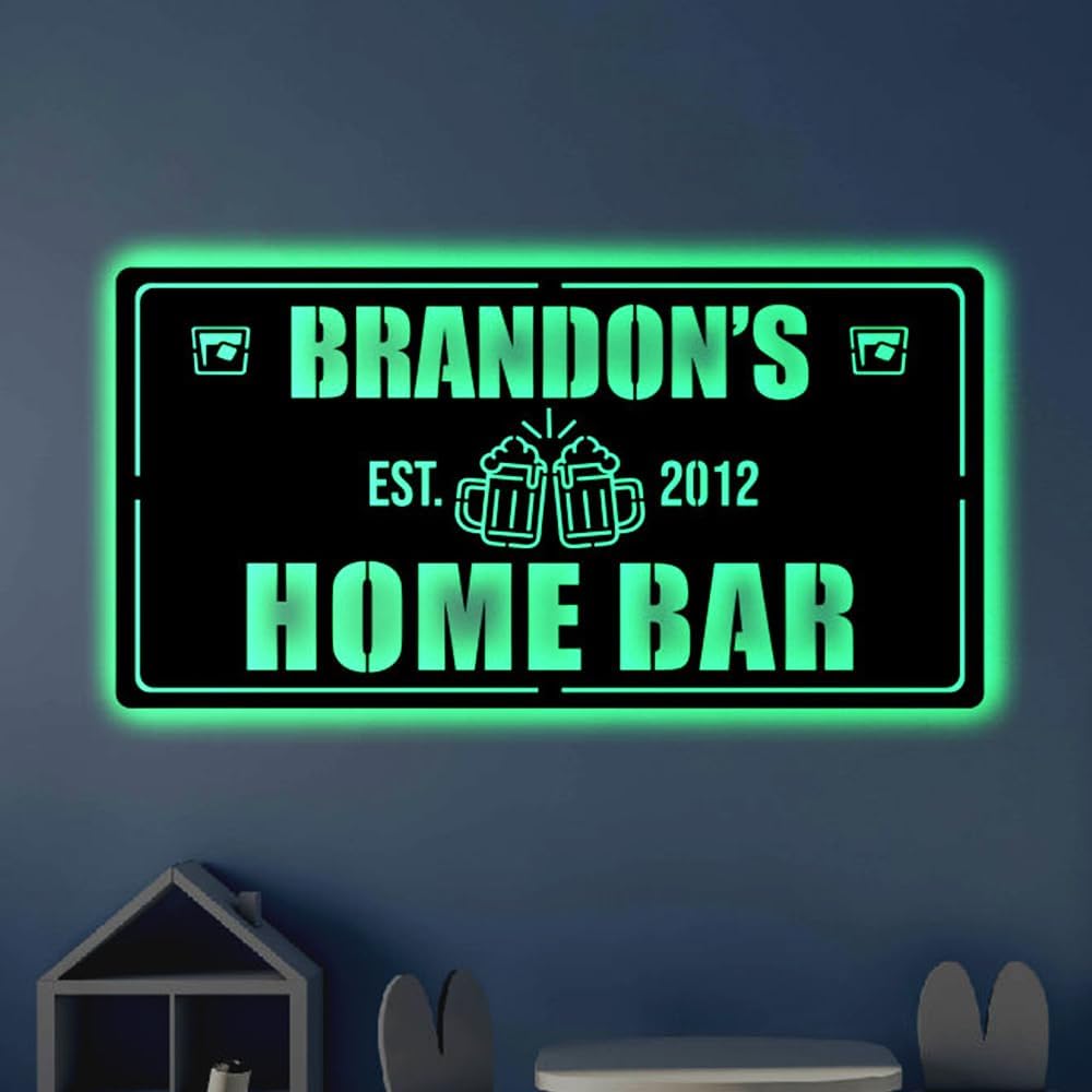 Personalized Bar LED Metal Art Sign/Light up Bar Metal Sign / 7 Colors Custom Bar Sign/Metal Bar Wall Art Neon Sign/LED Wall Art Gift