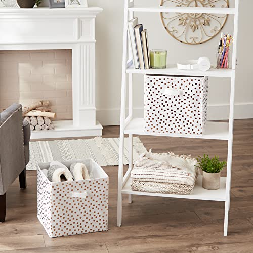 DII Non Woven Polyester Storage Bin, Polka Dot, White & Copper, Large Set of 2, 13 x 13 x 13 inches (Set of 2) - Image 4