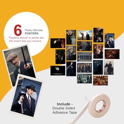 Image of ATEVON Peaky Blinders Wall Poster Set - Pack of 18 Unframed Collage Prints (6x4 Inch) - Aesthetic Wall Decor for TV Show Fans, Bedroom, Living Room, Lounge