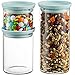 Godinger Food Storage Containers, Stackable Organization Canister Glass Jars - Mixed, Set of 3