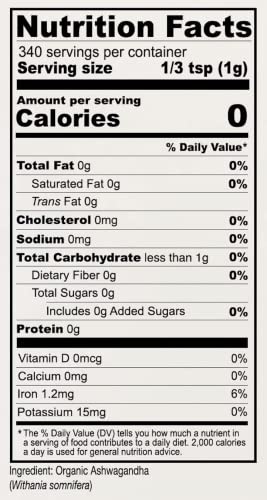 Anthony's Organic Ashwagandha Powder, 12 Oz, Batch Tested Gluten Free, Indian Ginseng, Non Gmo, Keto Friendly #TOP4