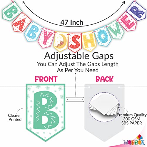Image of Wobbox All Occasion Indian Family Photo Booth Party Props (18 Pieces) & Wobbox Baby Shower Bunting Banner Multicolor