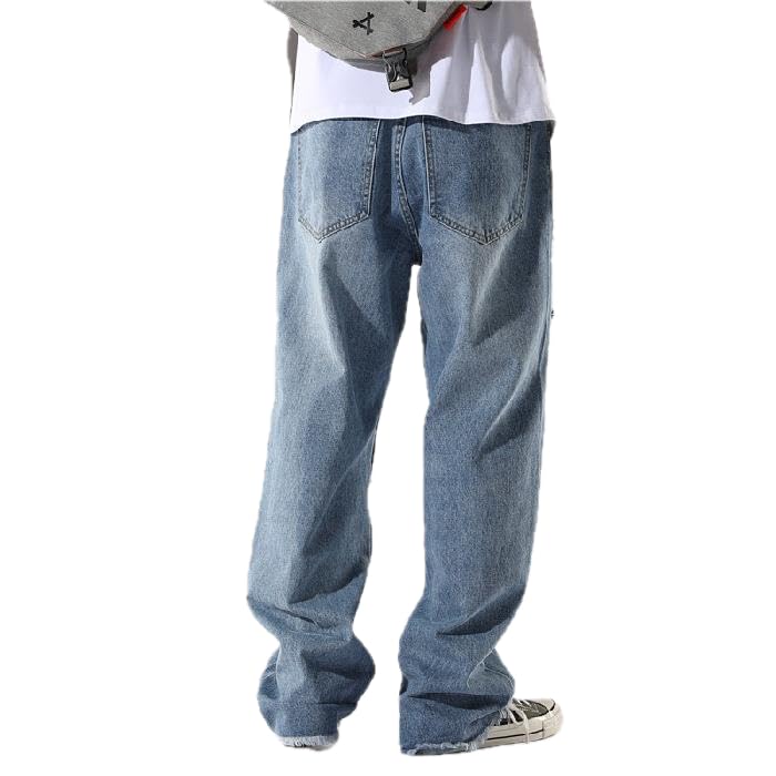 Jeans Pants Trouser Denim Men's Versatile Piercing Patch Zipper High Street Beggar2