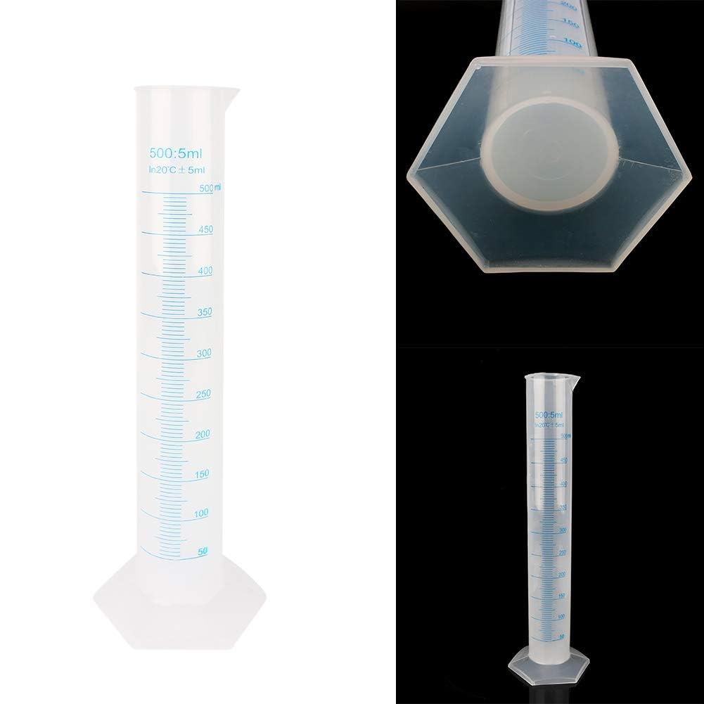 Cylindres de mesure, cylindre gradué en plastique de 500 ml avec bec verseur, tube de liquide d'essai en laboratoire transparent pour les projets scientifiques, fournitures de