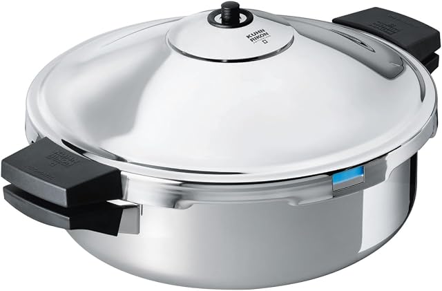 Kuhn Rikon Pressure Cooker Frying Pan Duromatic Hotel 5L/28cm Food Steamer with Side Grips. Multi Cooker with Auto Lock Lid. Stainless Steel Pot. Instant Cook Pot  10 Yr Kuhn Rikon Cookware Guarantee