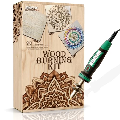 Xenolog Deluxe Wood Burning kit - Ultimate Bundle with Pen Stand Tips Watercolor Stencils Graphite Paper plaques - Beginner-Friendly Gift for Teens DIY for Anyone into Wood Burning.