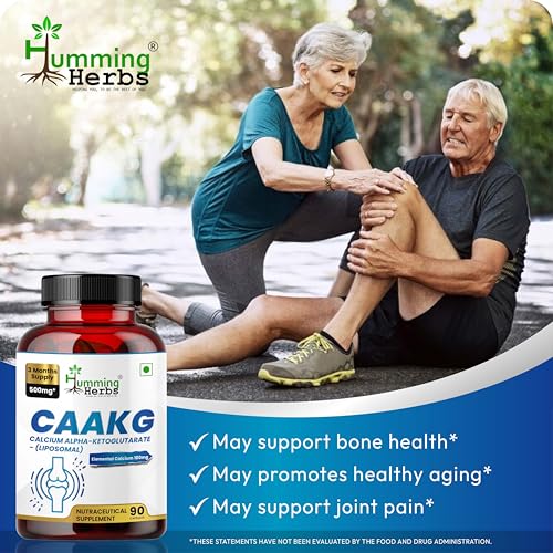 Image of Humming Herbs Calcium Alpha-Ketoglutarate (Ca-AKG) 500 mg - 100 mg Elemental Calcium - 90 Vegetarian Capsules - Non-GMO - Supports Cellular Health and Bone Nutrition