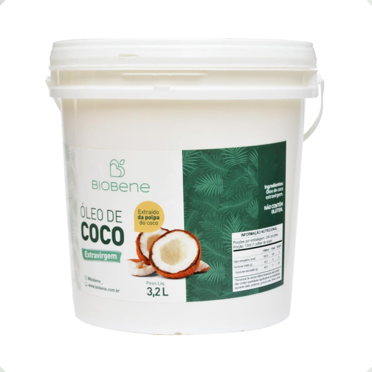 Óleo de Coco Extravirgem da Polpa, 3,2 Litros, Biobene | Amazon.com.br
