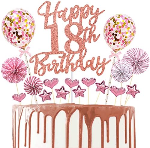 Cake Topper Happy Birthday 18 Ans 17 Pieces Gateau Anniversaire Decoration Happy Birthday Cake Topper 18 Ans Anniversaire Fille Decoration Gateau Pour Theme Or Rose Anniversaire Fete Decor 18 Fournitures De Loisirs Creatifs