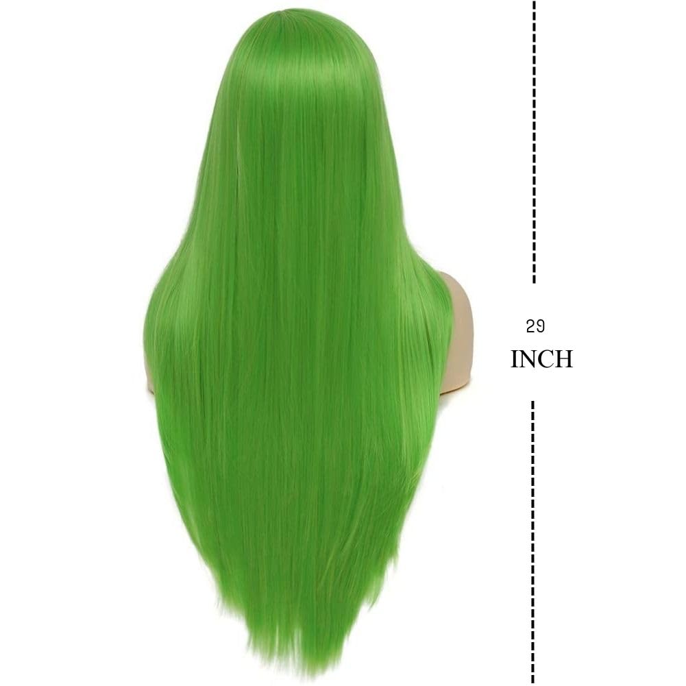 Salaibs Green Straight Long Wigs for Women Side Part Cosplay Wig Heat Resistant Synthetic Fiber Hair Wig for Halloween Costume Party Use - Image 4