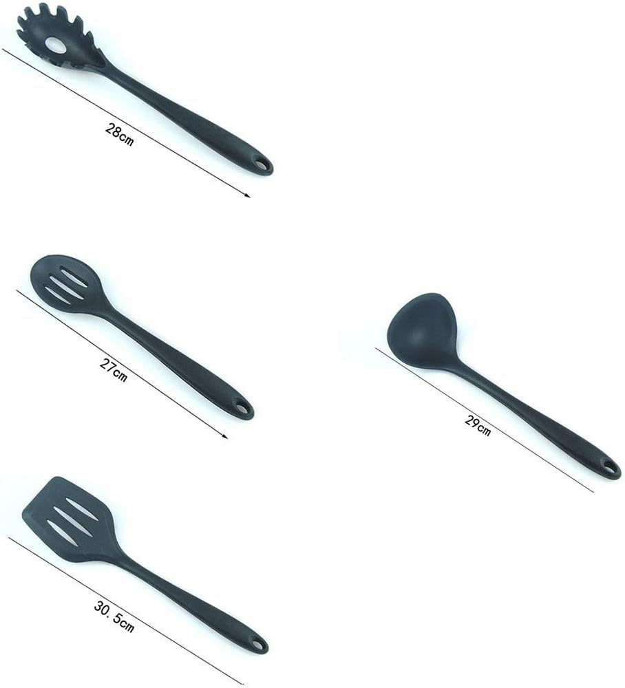 Kitchen Shovel Spoon Set- Non-Stick Cookware Set - Food Grade Silicone Kitchen Utensils Set - 10 Sets of Kitchen Utensils-Black S-86