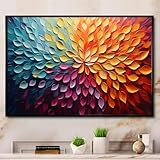 Colorful Flower Canvas Wall Art Abstract Textured Painting Color Block Abstract Picture Orange Blue Yellow Purple Abstract Wall Art Abstract Leaf Painting Floral Graffiti Art Print 16x24inch Frameless