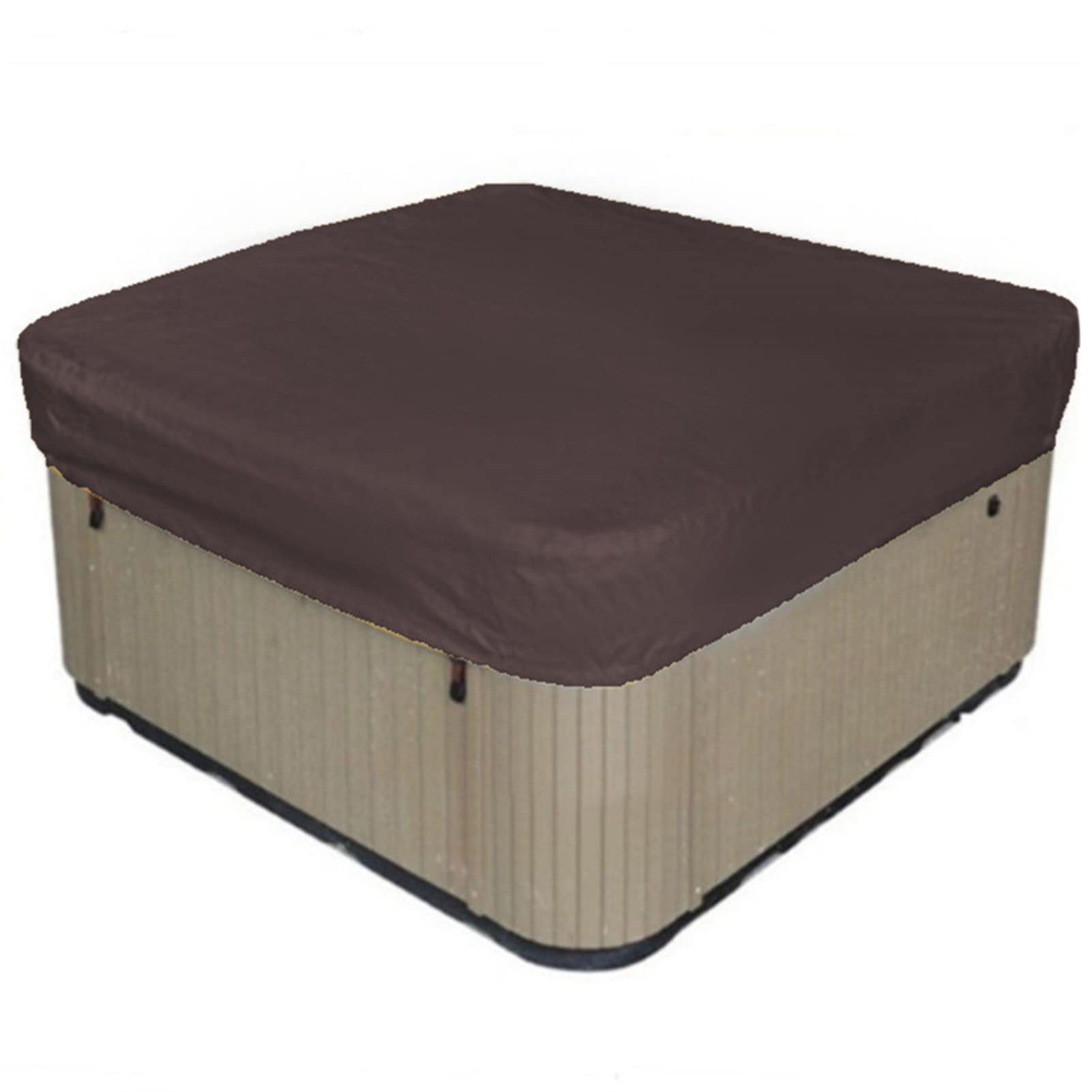 BAGASI Square Hot Tub Cover, Outdoor Hot Tub Cover Waterproof Sunproof Cover SPA Bath Pool Dust Cover, Outdoor Patio Hot Tub Cover Protector,Coffee,228 * 228 * 30cm