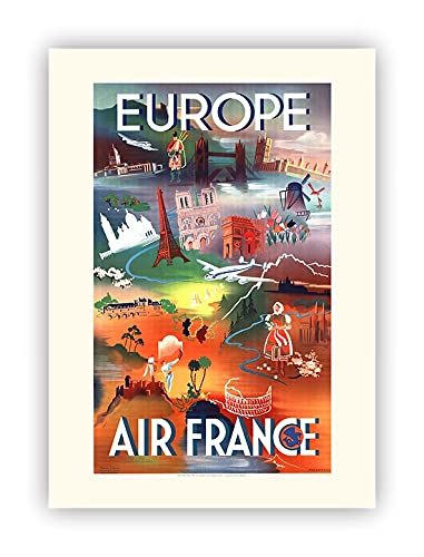 Poster Air France Europe vintage 1948 Falcussi affiche de collection 50x70cm