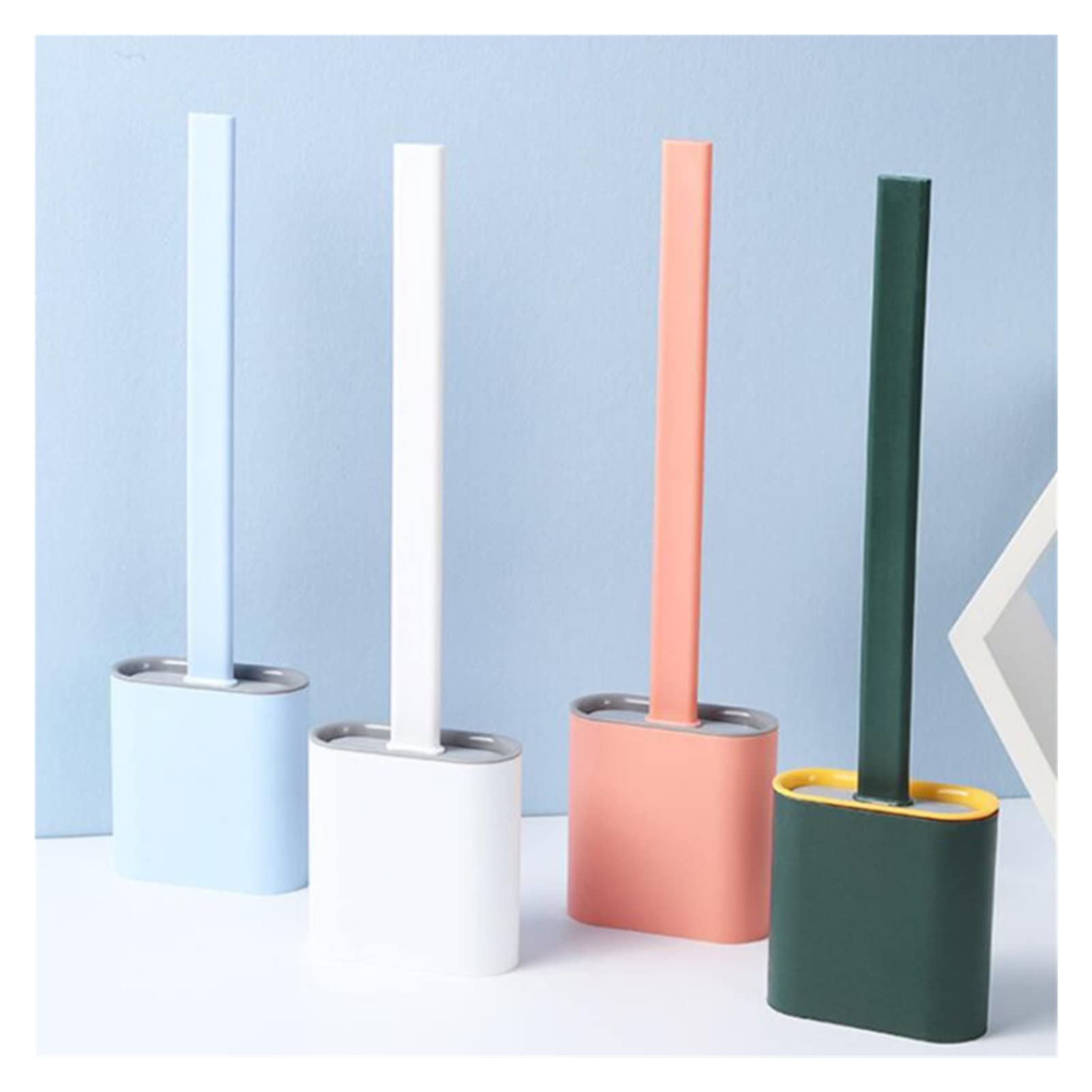 Scopino per WC in silicone flessibile con setole morbide per una pulizia rapida - spazzola per la pulizia del WC Omic con supporto - Accessori essenziali per il bagno