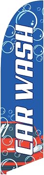 Car Wash Feather Flag Made From Tear-Resistant Knitted Polyester, Visible From Both Sides 2.6ft x 11.2ft Swooper Flag Flag Only