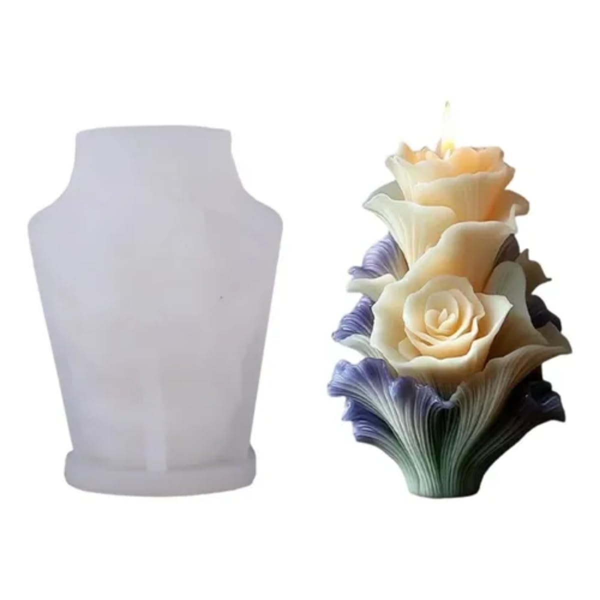 Lily Flower Pillar Candle Mold 3D Silicone Pillar Mould for Making Scented Candle Wax Melts Floral Clay Craft Soap Resin Casting Home Decoration Chocolate Baking Cakes Candy Cupcake Mold-image-41
