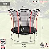 Ultrasport Gartentrampolin Trampolin Ø 244 cm, GS Zertifikat, Lotus, ovales/rundes/eckiges Gartentrampolin mit Sicherheitsnetz, gepolsterte Stangen, gepolsterte Randabdeckung, sicher, Outdoor - 2