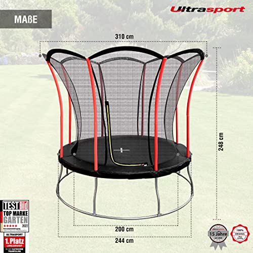 Ultrasport Gartentrampolin Ø 244 cm mit Sicherheitsnetz und Polsterung