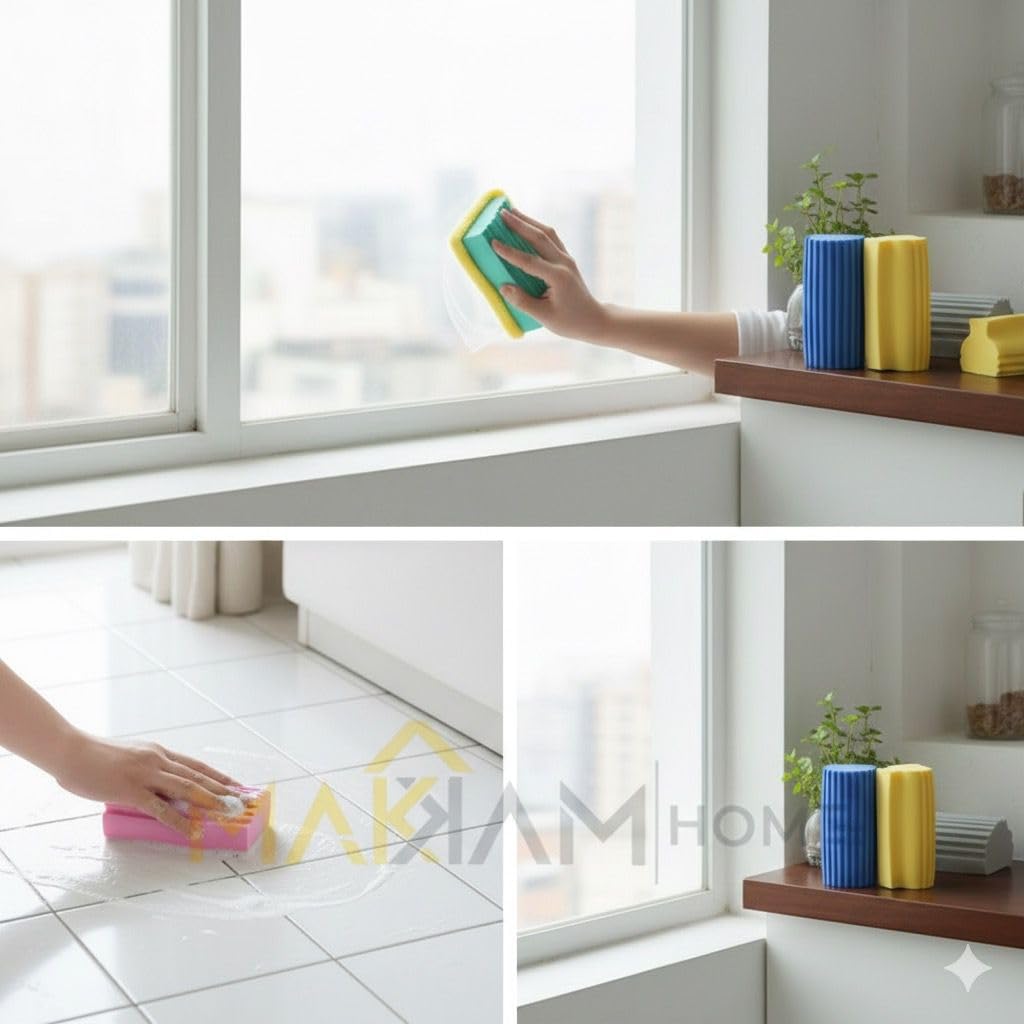 Makkam Home | Çok amaçlı Sünger, yıkanabilir, ev temizlik aletleri, ahşap jaluziler için toz süngeri, radyatör, süpürgelik, ayna ve örümcek ağı için, toz için antistatik temizlik süngeri, (1, Karışık)
