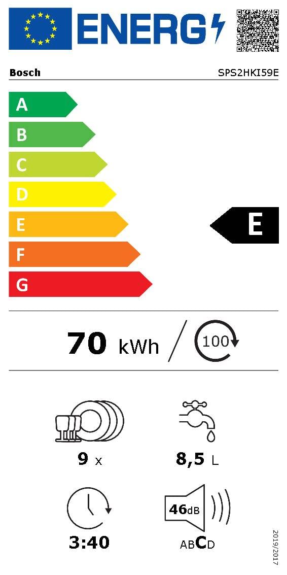 Bosch SPS2HKI59E Lave-vaisselle pose-libre 45cm Home Connect 9 couverts Moteur EcoSilence Inox