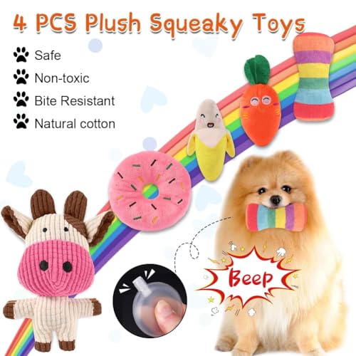 AMFUN 9 Stück Hundespielzeug Set, Hundespielzeu Kleine Hunde, Plüsch Hundespielzeg Mit Quietscher, Quietschend Kauspielzeug für Kleine Mittlere Hunde, Plüschspielzeug