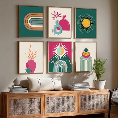 Image of kotart Minimal Boho Paintings with Frame for Home Decor - Painting for Wall Decoration - Pack of 6 (19x25 inch)