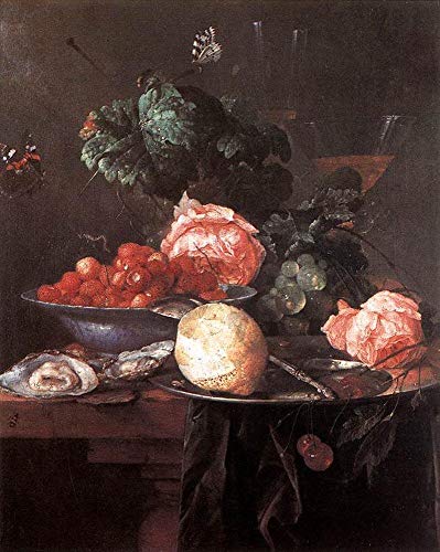 Peinture à l'huile nature morte aux fruits baroque hollandais de Heem sur toile