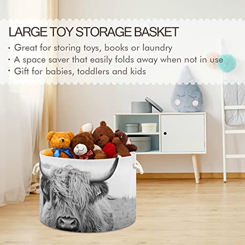 Xigua Cotton Rope Basket Highland Cow Baby Laundry Basket Blanket Kids Toy Storage Basket Glove Box #TOP4